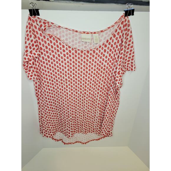 Women's Chico's Lightweight Red and White Polka Dot T-Shirt Size 0 (small 4) - Picture 8 of 9